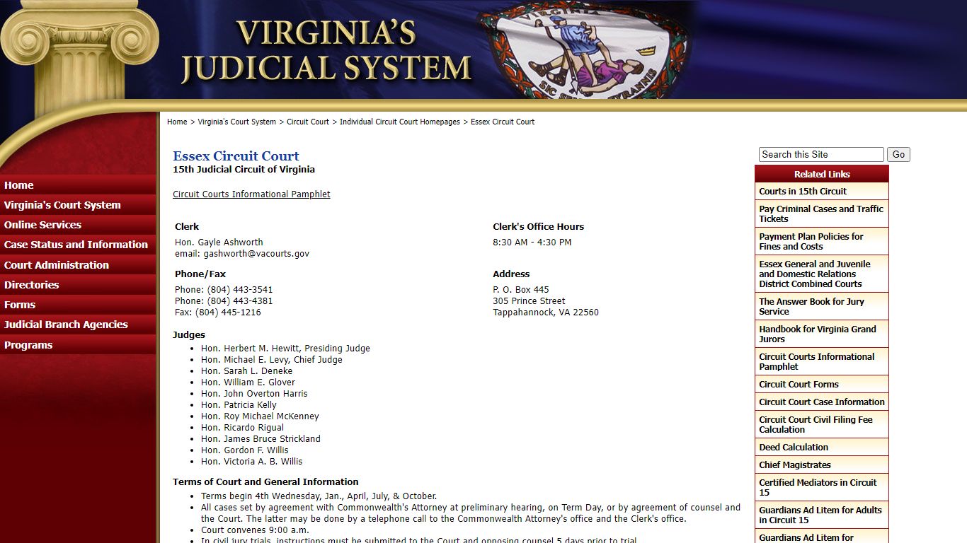 Essex Circuit Court - Judiciary of Virginia